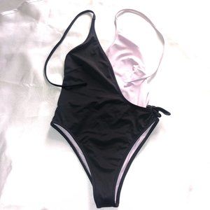 NWT Solid & Striped One Piece Swimsuit Size M